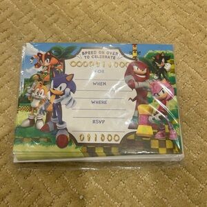 Sonic the Hedgehog Party Invitations - Blue and White 20 pack with stickers NWT